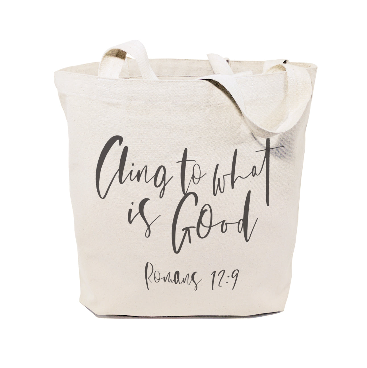 Cling to What is Good, Romans 12:9 Cotton Canvas Tote Bag from The Cotton & Canvas Co.