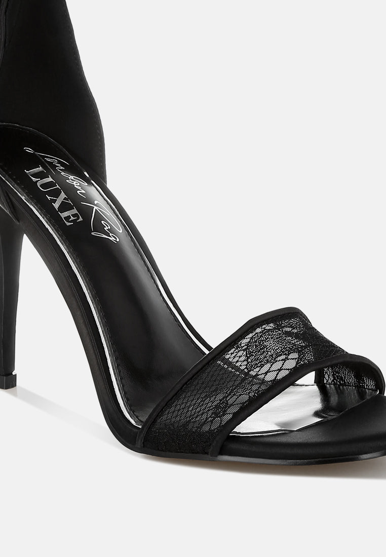 Delancy Bow Detail Lace Stiletto Sandals from London Rag International