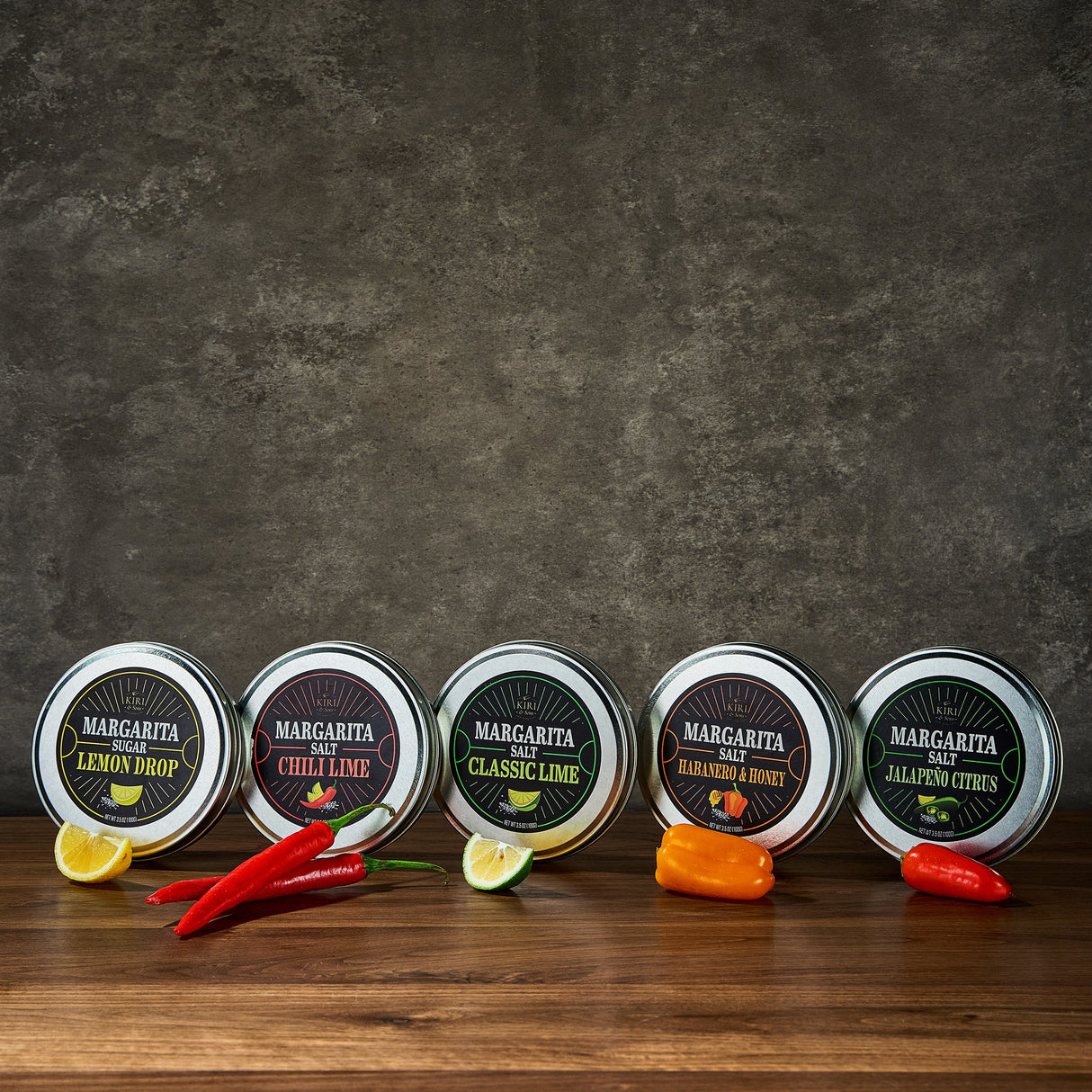 5-Pack Premium Margarita & Cocktail Flavored Salt Rimmer, Variety Set 3.5oz - Chili Lime, Lemon Drop Sugar, Lime, Habanero & Honey, Jalapeno Citrus - No Silicon Dioxide, Easy Screw-On Lid from The Wine Savant
