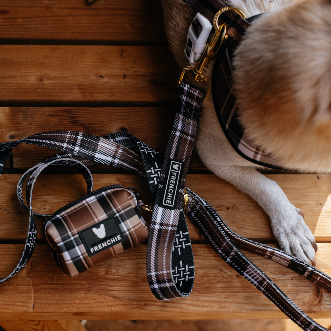 Frenchie Comfort Leash - Cocoa Plaid from Frenchie Bulldog