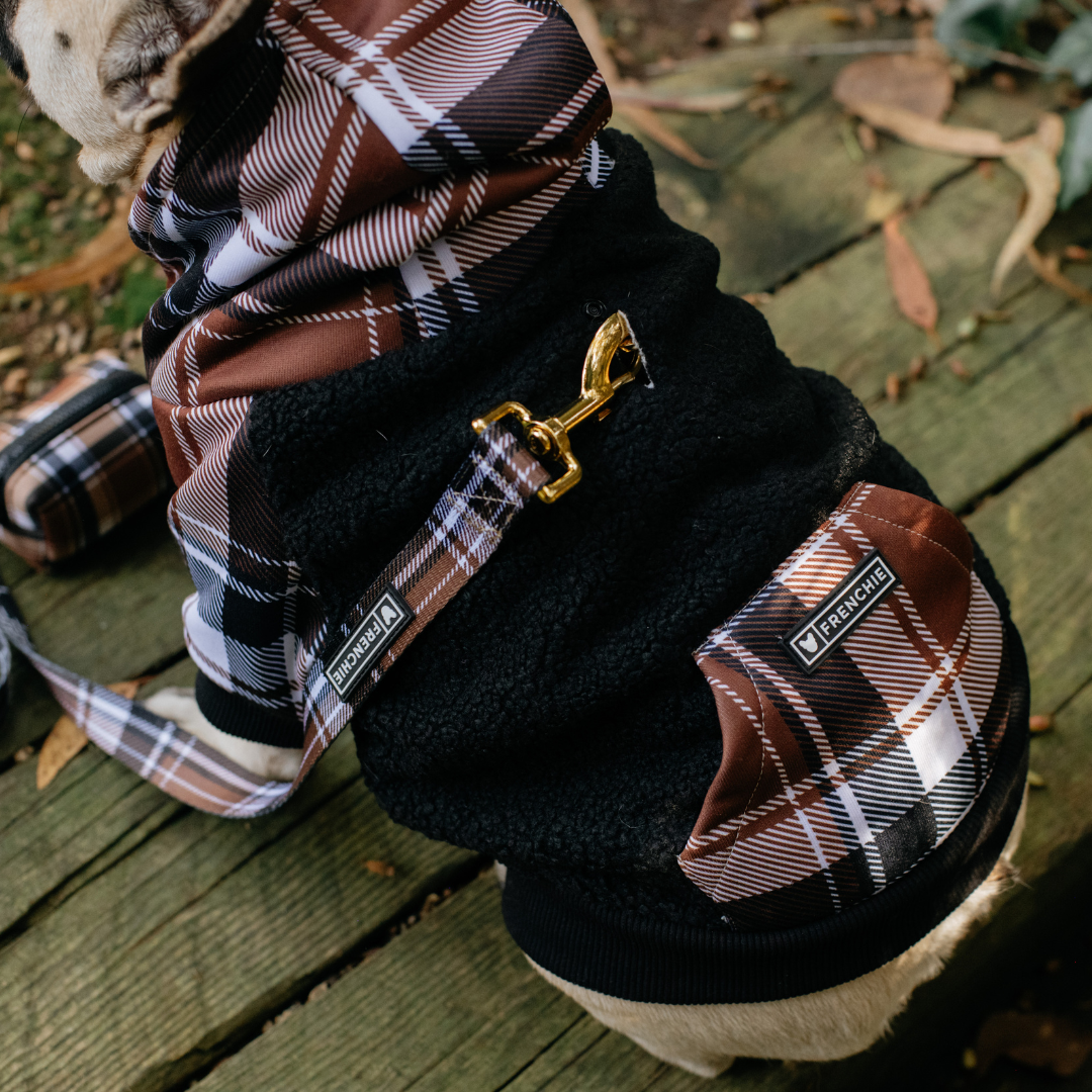 Frenchie Dog Hoodie - Cocoa Plaid from Frenchie Bulldog