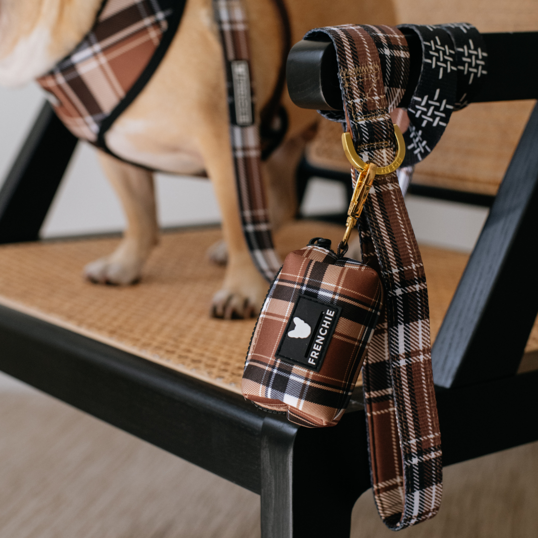 Frenchie Poo Bag Holder - Cocoa Plaid from Frenchie Bulldog