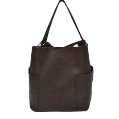 2-in-1 Chic Satchel Side Pocket Bucket Bag with Long Strap from Madeline Love