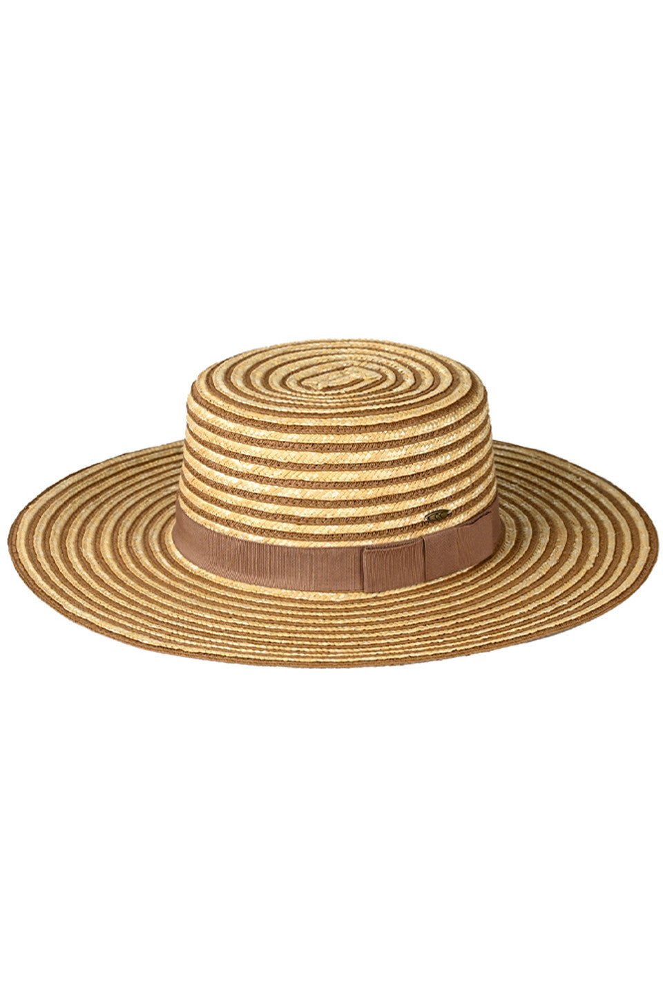 C.C Stripe Pattern Boater Sun Hat from Madeline Love