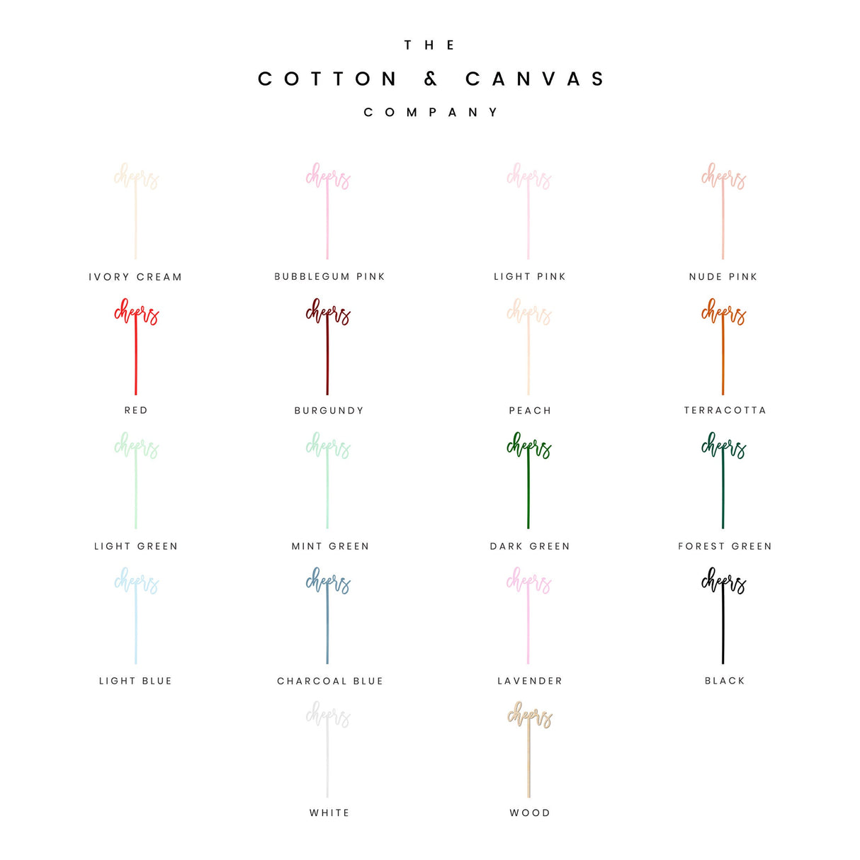 Cheers Drink Stirrers, Pack of 12 from The Cotton & Canvas Co.