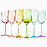 Colored Crystal Wine Glass Set of 6, Large Stemmed 12 oz Glasses, Great for all Occasions & Special Celebrations Unique Italian Style Tall Drinkware for Red & White Wine, Water Dinner, Color Glassware from The Wine Savant