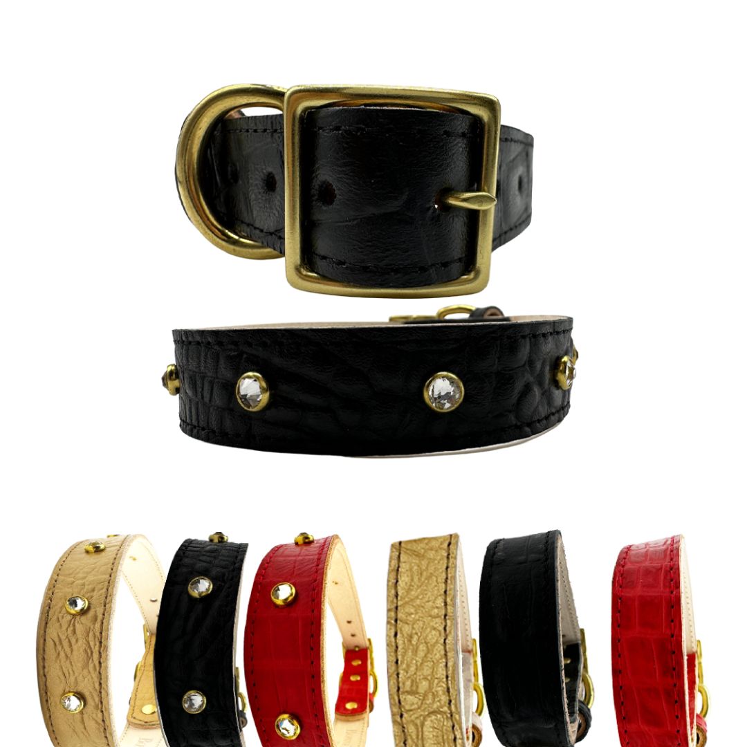 Croc Leather Dog Collar from Bonne et Filou