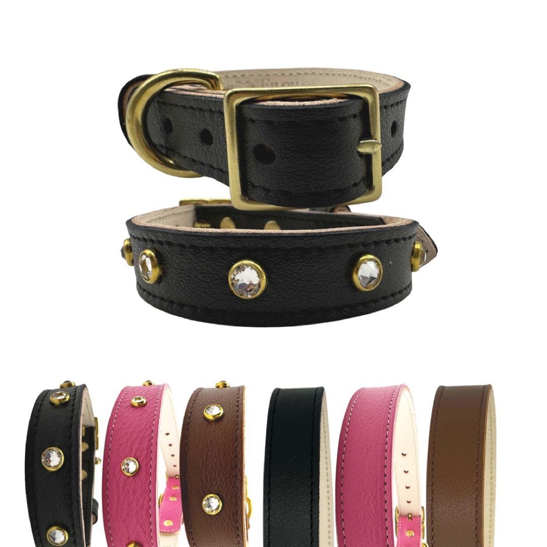 Plain Leather Dog Collar from Bonne et Filou