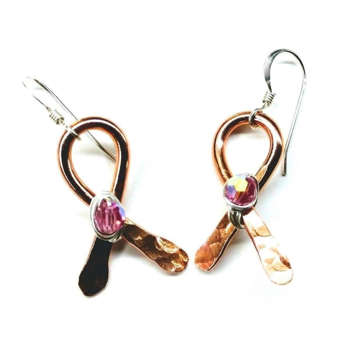 Copper Breast Cancer Awareness Ribbon Earrings from Alexa Martha Designs