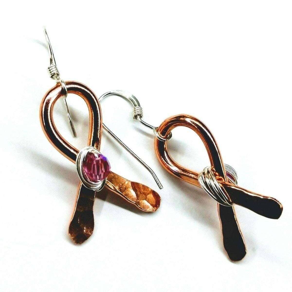 Copper Breast Cancer Awareness Ribbon Earrings from Alexa Martha Designs