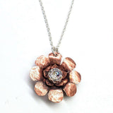 Copper Crystal Flower Blossom Spinner Necklace from Alexa Martha Designs