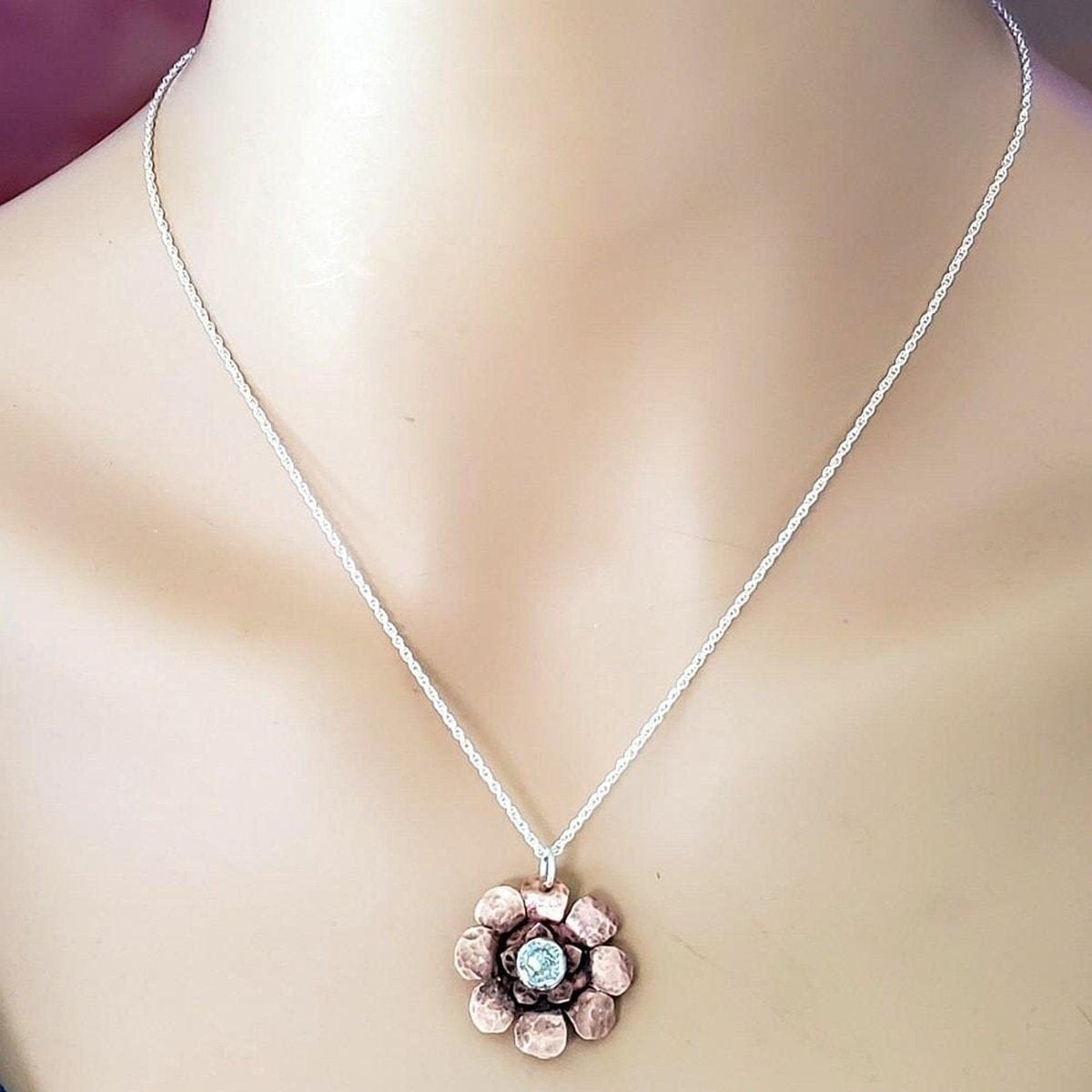Copper Crystal Flower Blossom Spinner Necklace from Alexa Martha Designs