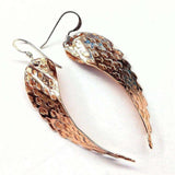 Copper Hammer Pattern Sculpted Angel Wings Earrings from Alexa Martha Designs