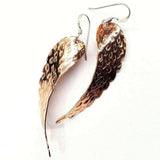 Copper Hammer Pattern Sculpted Angel Wings Earrings from Alexa Martha Designs