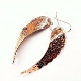 Copper Hammer Pattern Sculpted Angel Wings Earrings from Alexa Martha Designs