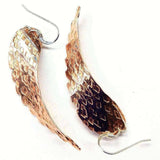 Copper Hammer Pattern Sculpted Angel Wings Earrings from Alexa Martha Designs