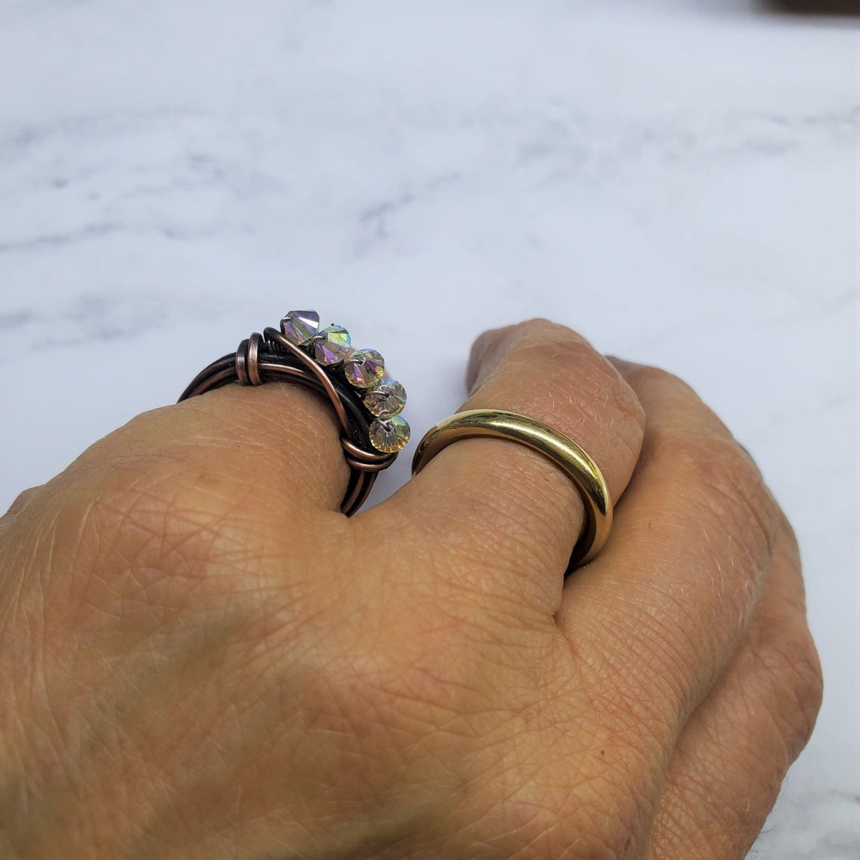 Copper Multi Wire Wrapped Super Sparkly Bling Ring from Alexa Martha Designs