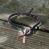 Copper Ribbon  Pink Braided Breast Cancer Rattle Tail Bracelet from Alexa Martha Designs