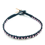 Copper Ribbon  Pink Braided Breast Cancer Rattle Tail Bracelet from Alexa Martha Designs