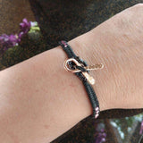 Copper Ribbon  Pink Braided Breast Cancer Rattle Tail Bracelet from Alexa Martha Designs