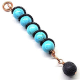 Copper Spiral Turquoise Stick Pendant With Essential Oil Lava Rock Bead Charm from Alexa Martha Designs