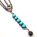 Copper Spiral Turquoise Stick Pendant With Essential Oil Lava Rock Bead Charm from Alexa Martha Designs