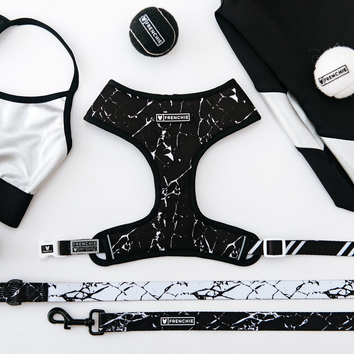 Frenchie Duo Reversible Harness - Black Marble from Frenchie Bulldog