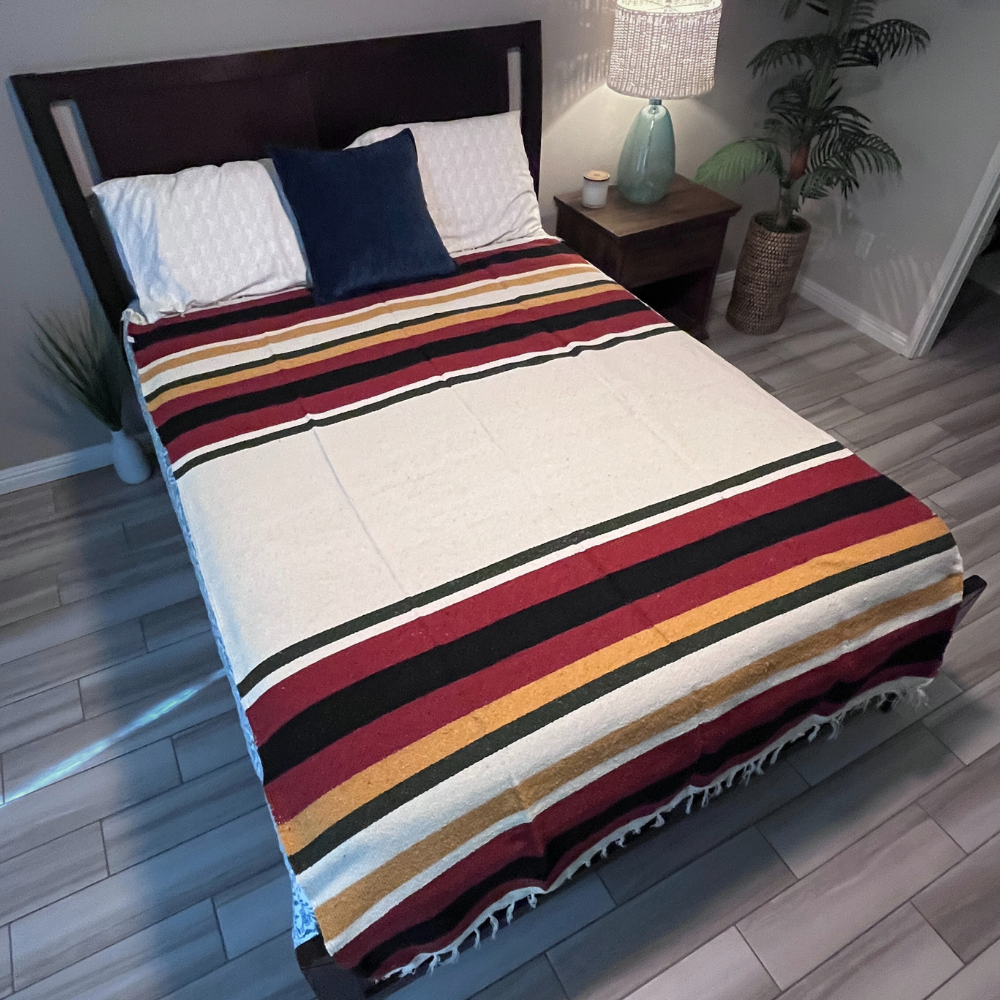 Wool Striped Mexican Blanket from West Path