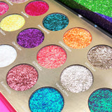 United Shades of Glitter -  21 Pressed Glitter Eyeshadow Palette from Rude Cosmetics