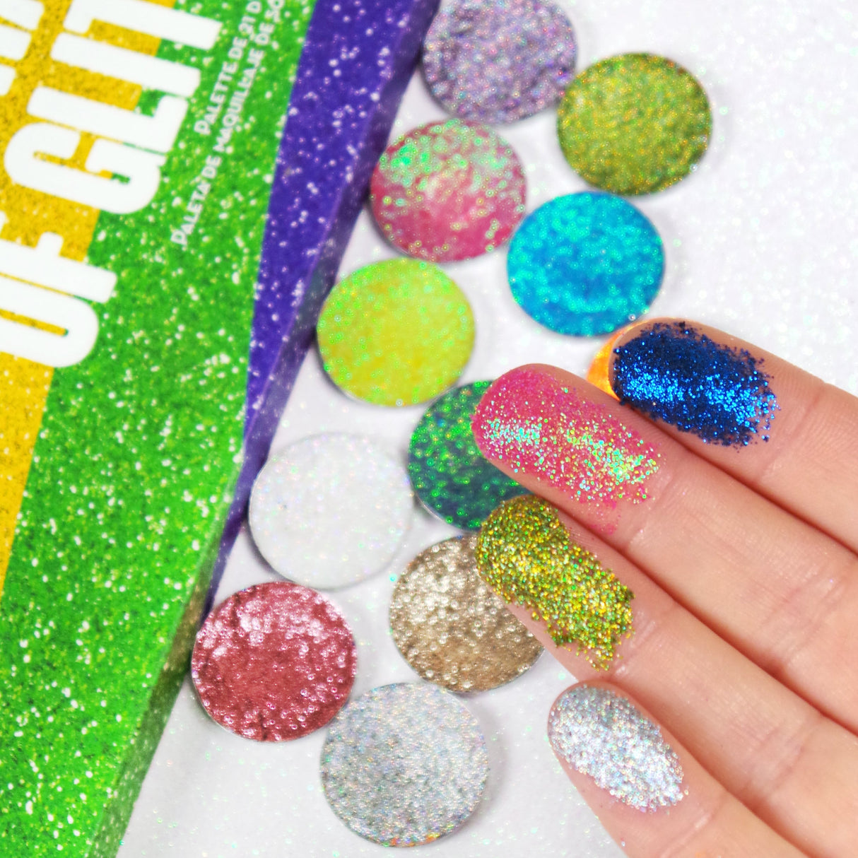 United Shades of Glitter -  21 Pressed Glitter Eyeshadow Palette from Rude Cosmetics