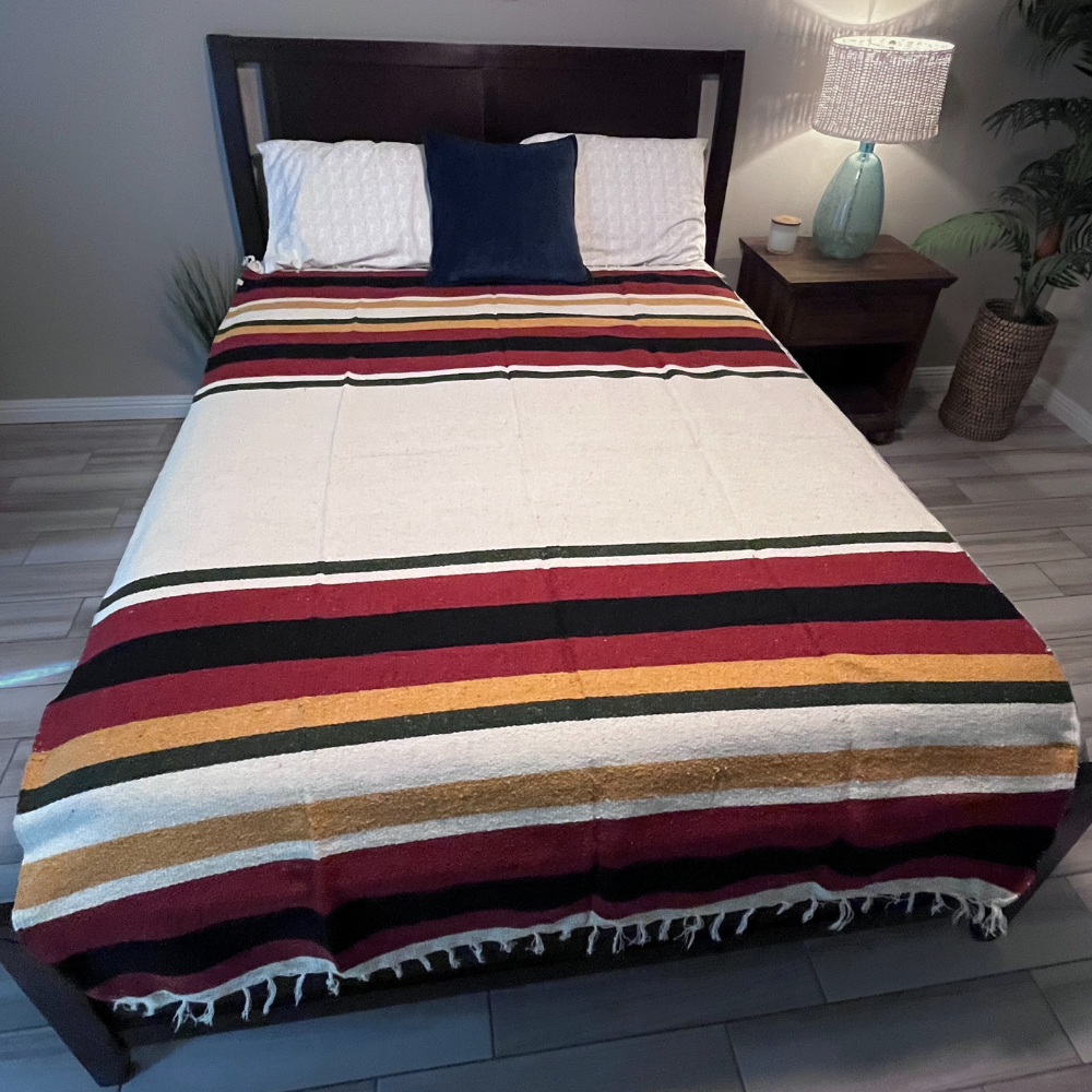 Wool Striped Mexican Blanket from West Path