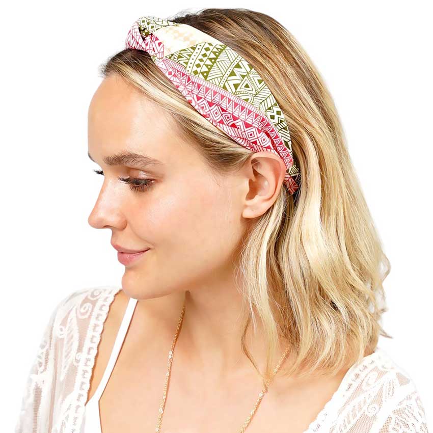 Aztec Patterned Burnout Knot Headband from Madeline Love