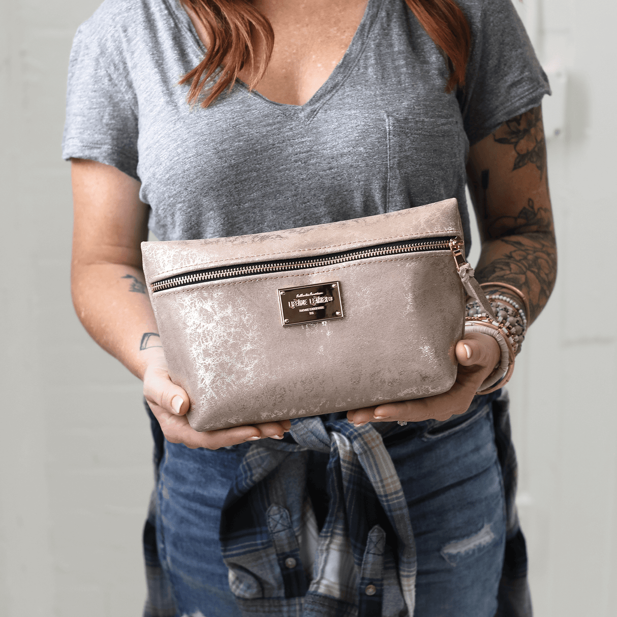 Pebbled Leather Cosmetic Bag All for American from Lifetime Leather Co.