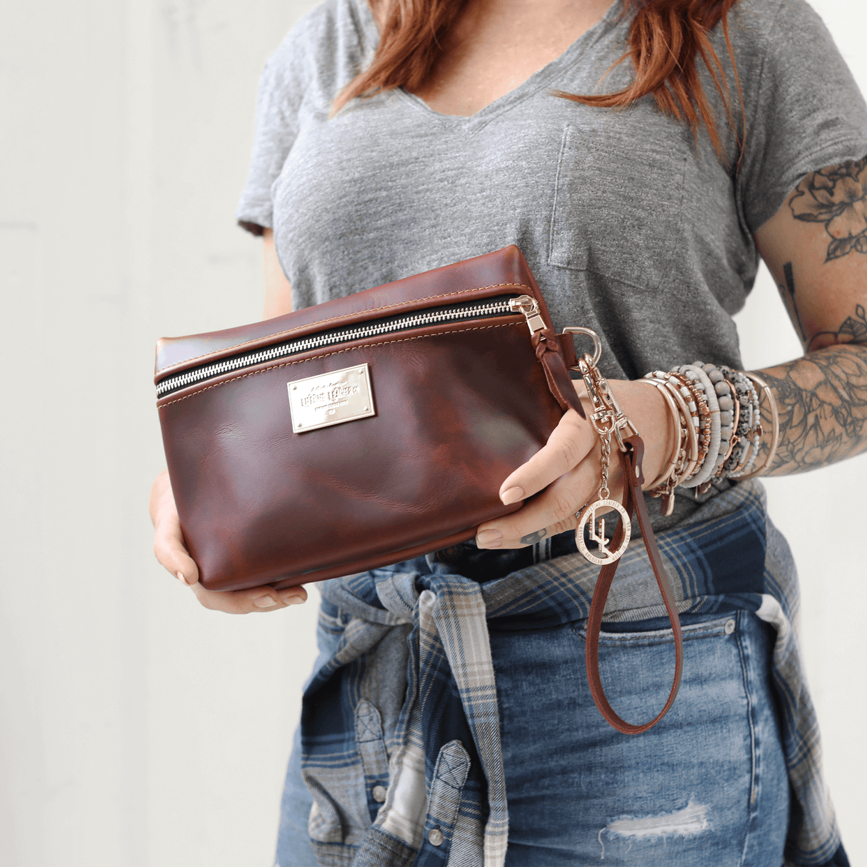Smooth Leather Cosmetic Bag All for American from Lifetime Leather Co.