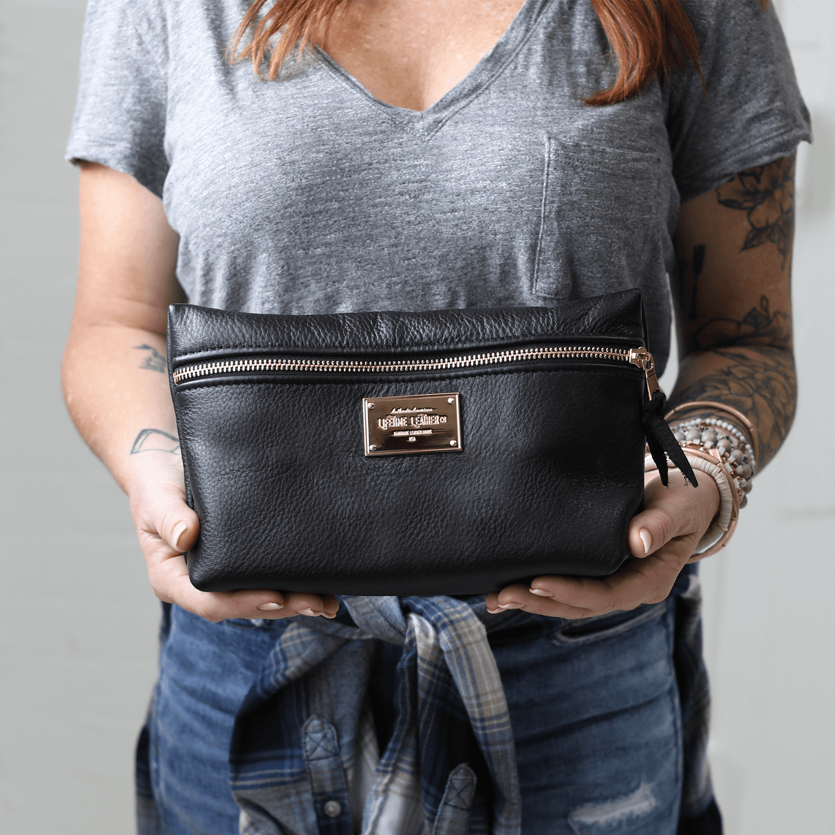 Pebbled Leather Cosmetic Bag All for American from Lifetime Leather Co.