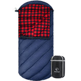 Hooded Camping Sleeping Bag for Adult with Cotton Flannel,Red,Blue,Navy Blue From Redcamp