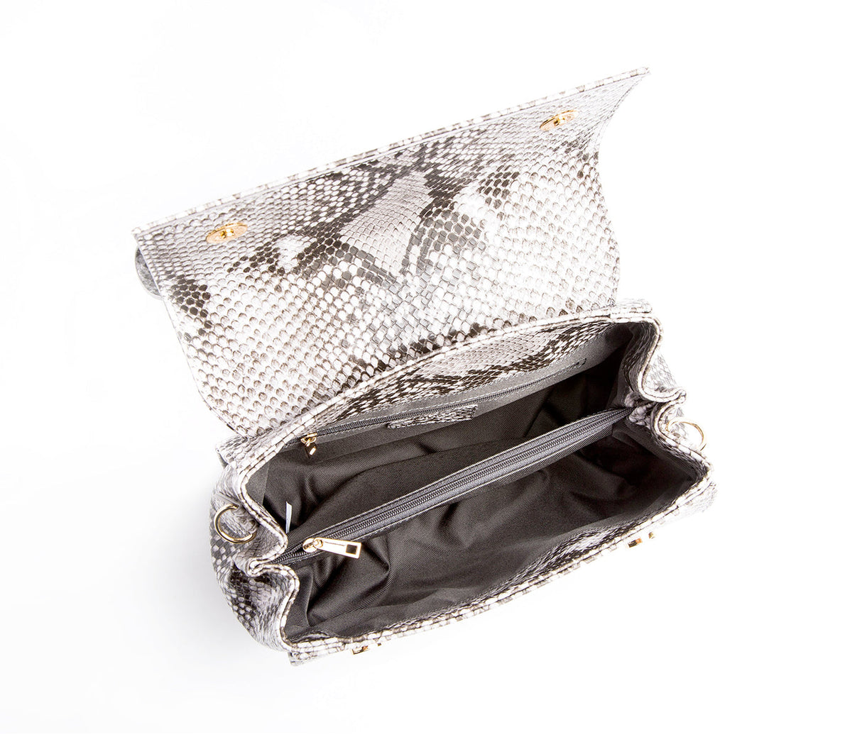 Cottontail - Black & White Snake Texture Vegan Leather Bag from Gunas New York