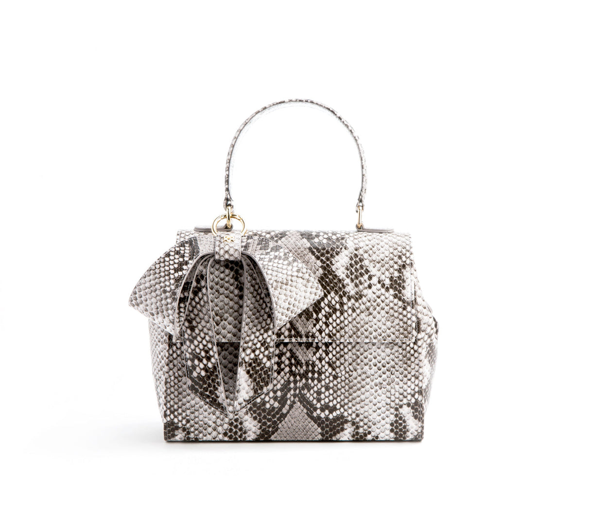 Cottontail - Black & White Snake Texture Vegan Leather Bag from Gunas New York