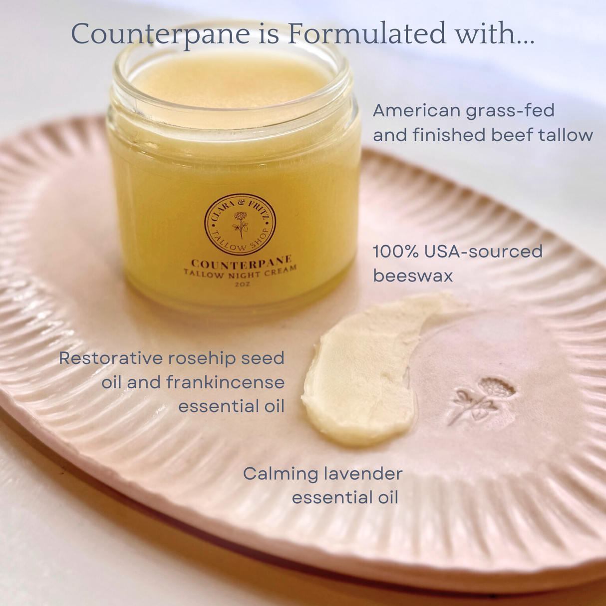 Counterpane Tallow Night Cream from Clara & Fritz Tallow Shop