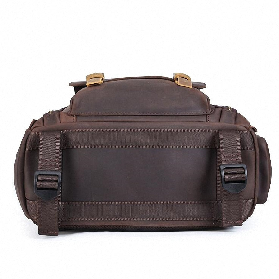 The Gaetano | Large Leather Backpack Camera Bag with Tripod Holder from STEEL HORSE LEATHER