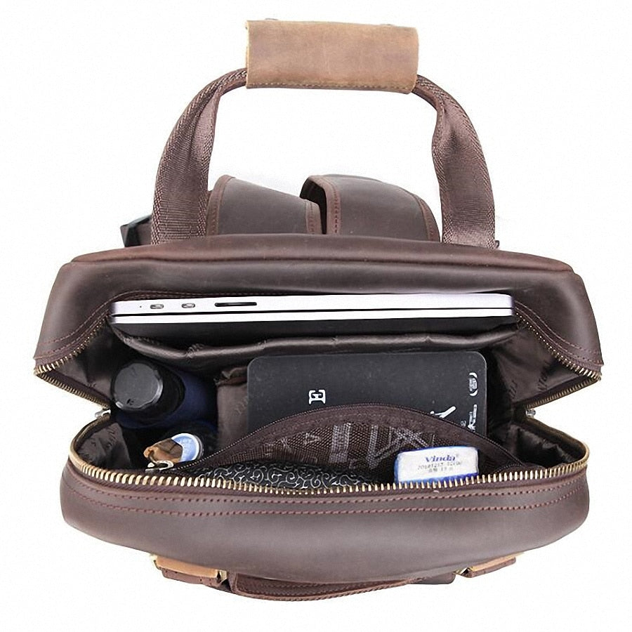 The Gaetano | Large Leather Backpack Camera Bag with Tripod Holder from STEEL HORSE LEATHER