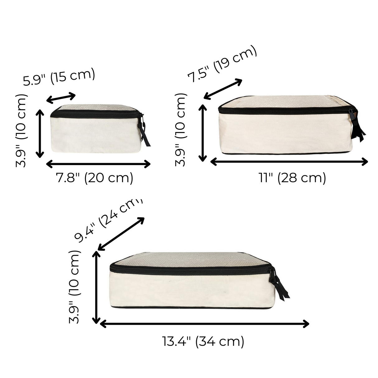 Cotton Packing Cubes, 3-pack Cream From Bag-all
