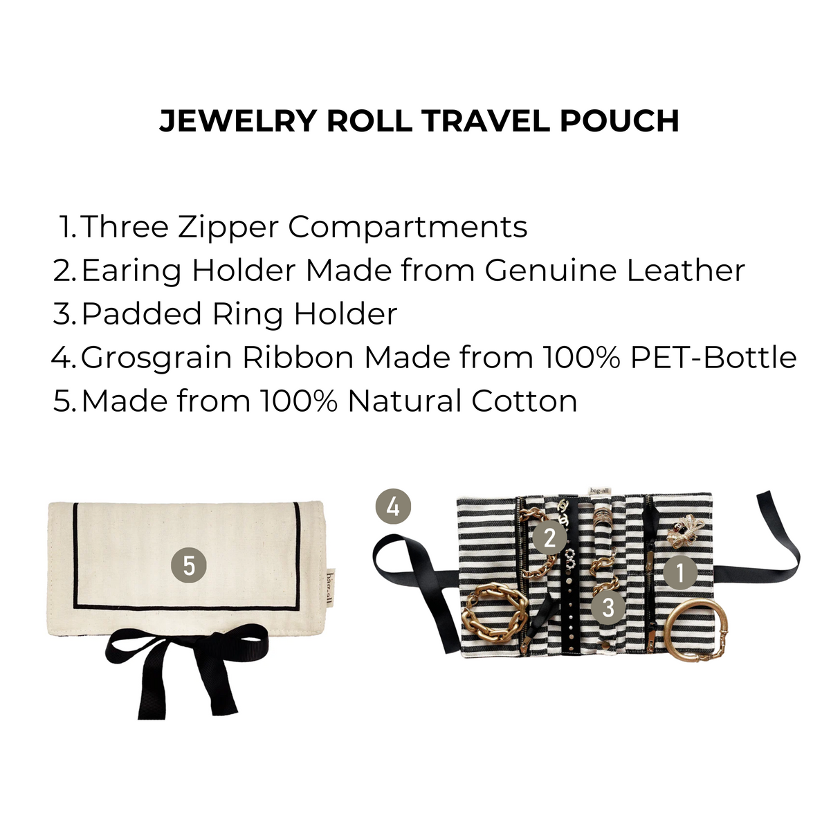Couture Jewelry Roll, Medium, Cream From Bag-all