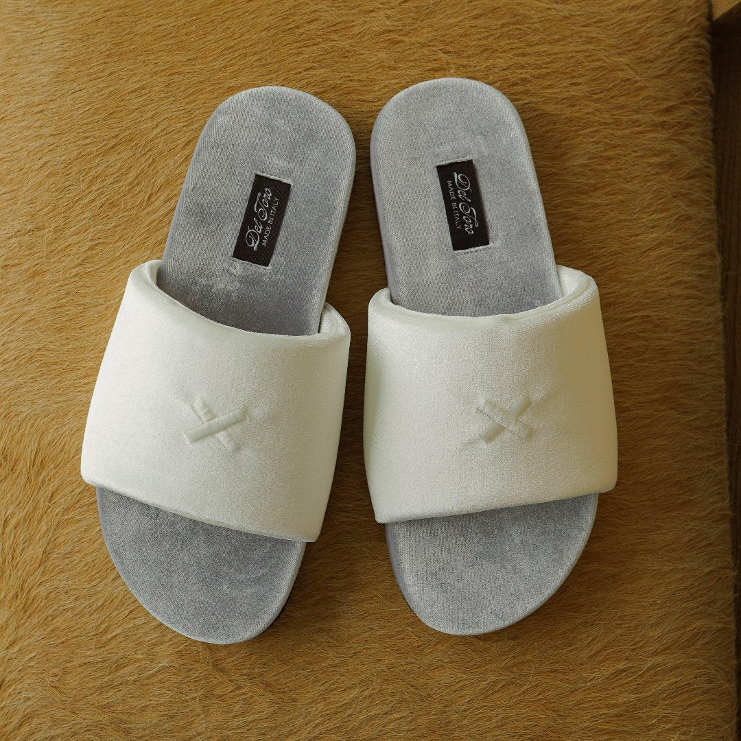Men's Grigio & Cream Velvet House Slide from Del Toro Shoes