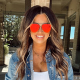 Cristina - Tangle Free - Mirrored Red Aviator Sunglasses from TopFoxx