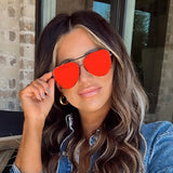 Cristina - Tangle Free - Mirrored Red Aviator Sunglasses from TopFoxx