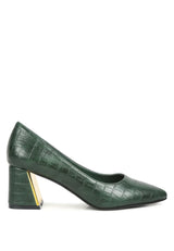 Emersyn Croc Block Heel Pump Shoes from London Rag International