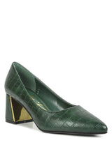 Emersyn Croc Block Heel Pump Shoes from London Rag International