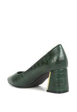 Emersyn Croc Block Heel Pump Shoes from London Rag International