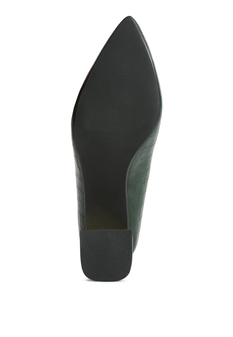 Emersyn Croc Block Heel Pump Shoes from London Rag International